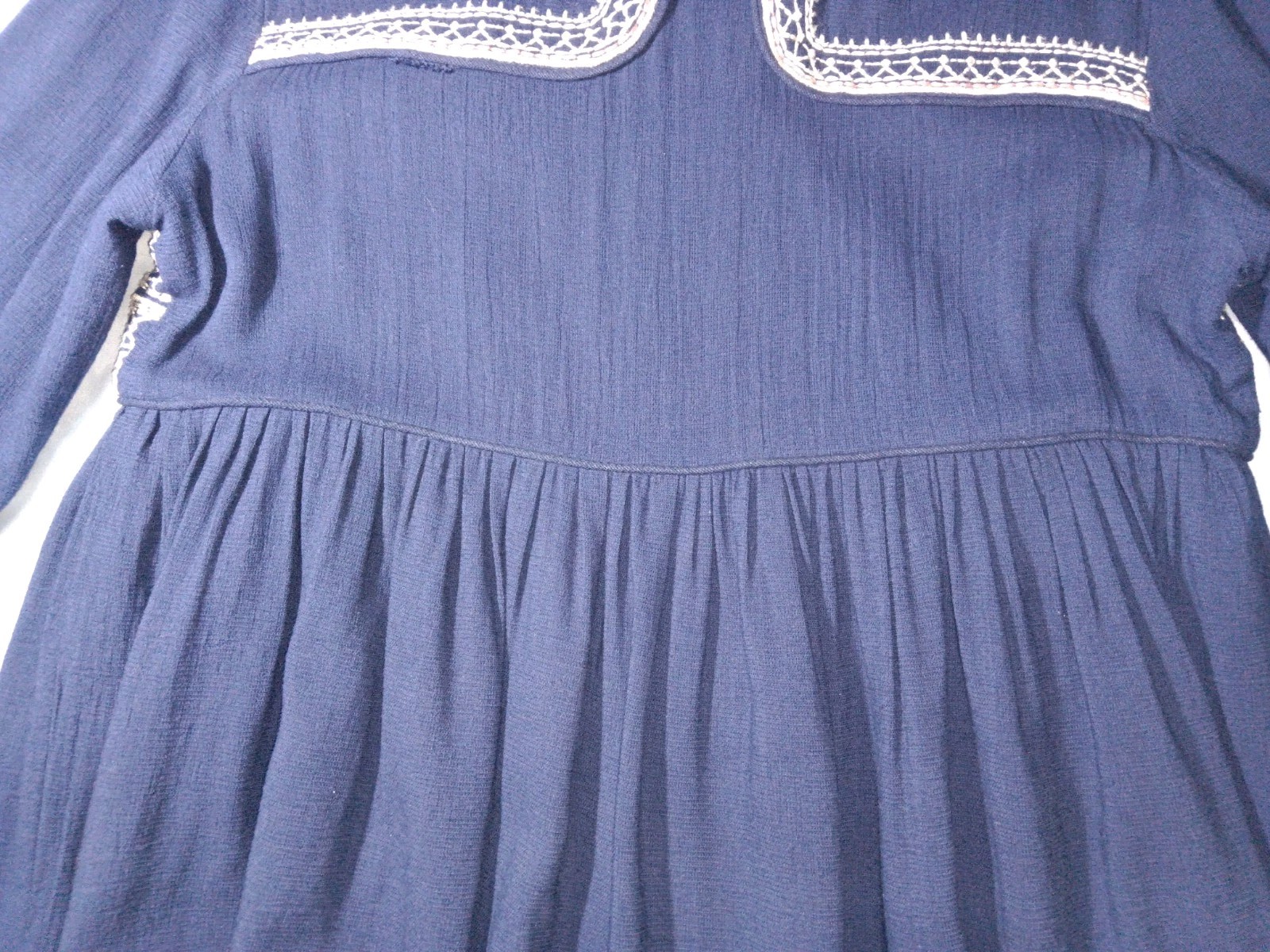 Octavia Zip Front Smocked Shirt Cotton 3/4 Sleeve Swing Peblum Fair Isle Size S