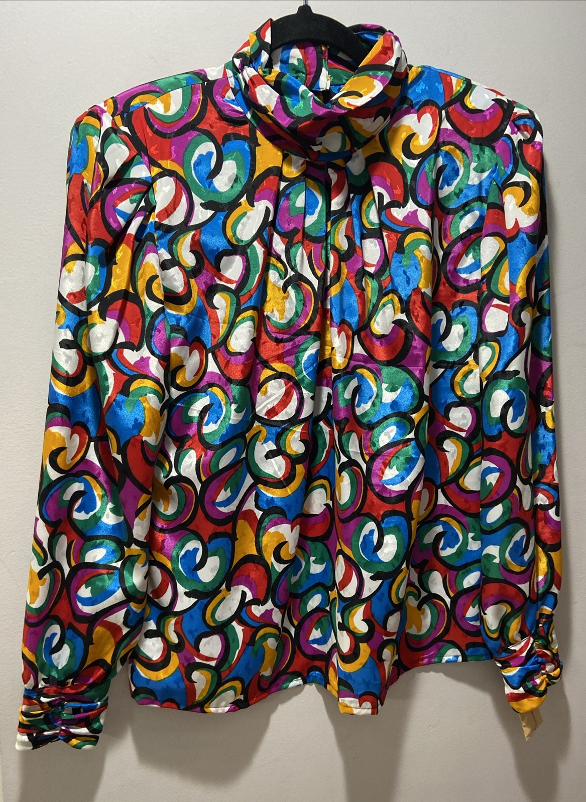 Vintage 90’s Nicola Vibrant Multicolored Light-weight Print Blouse Size 14 NWT
