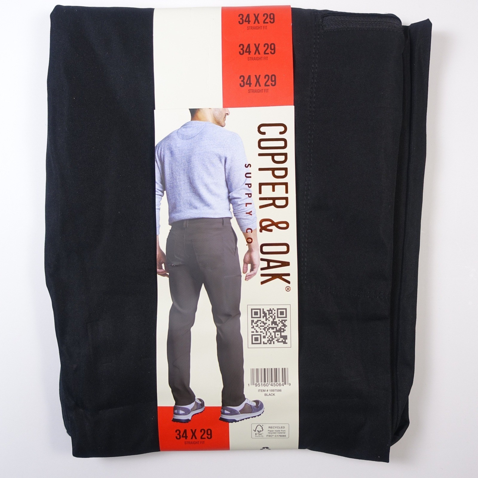 Copper and Oak Supply Co Utility Pants Men 34×29 Black Straight Fit Tech Stretch