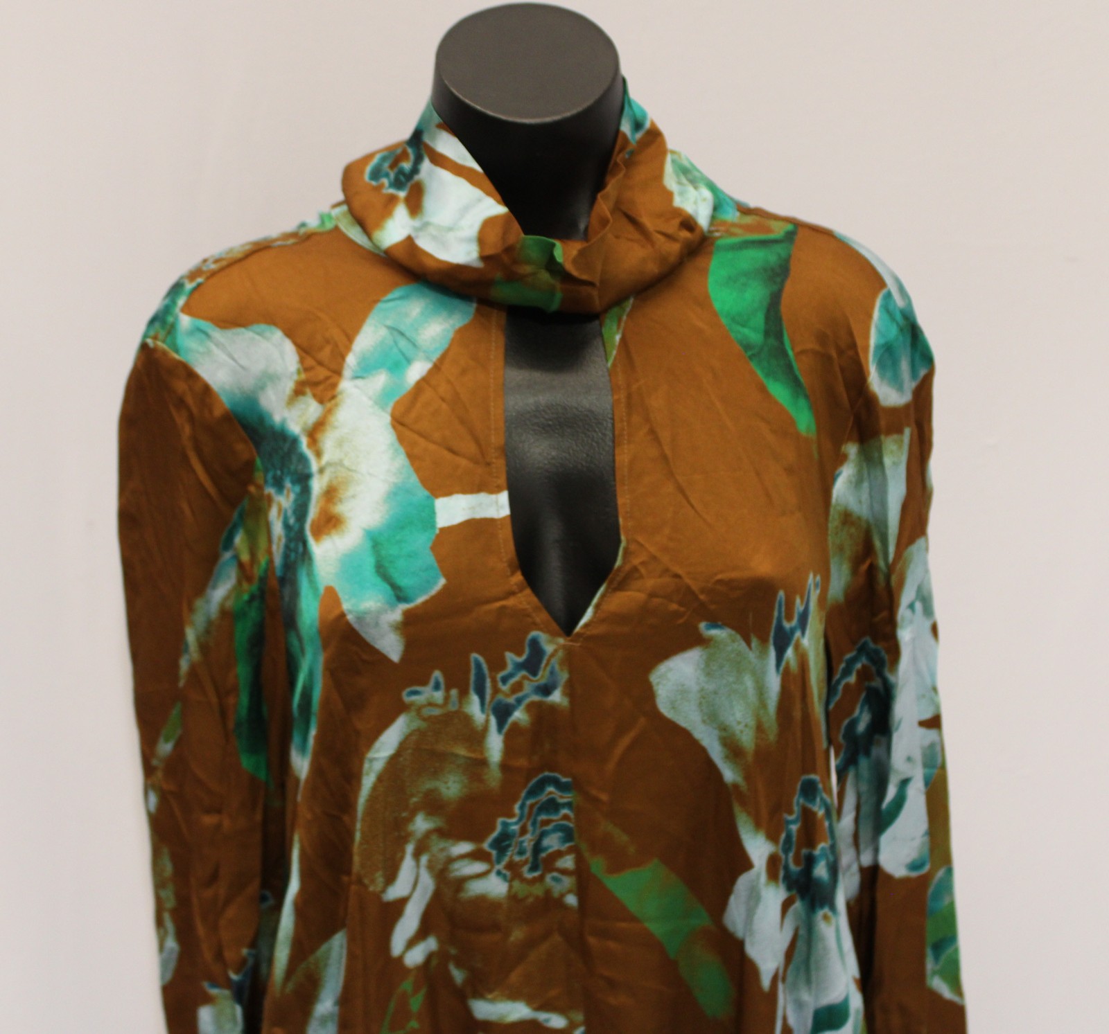 COS Women’s Asymmetric Printed Midi Dress CD4 Brown Pattern Size US:2 NWT