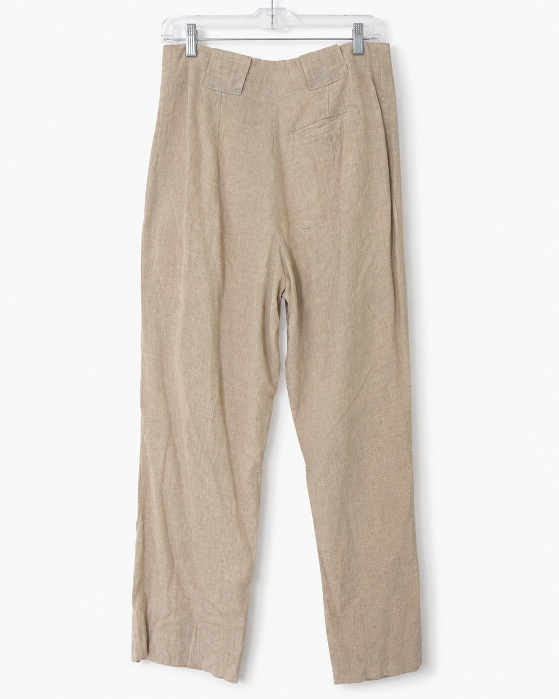 Vintage ETC Mens Linen Blend Pleated Trousers High Rise Tan Wide Leg 30×30 USA