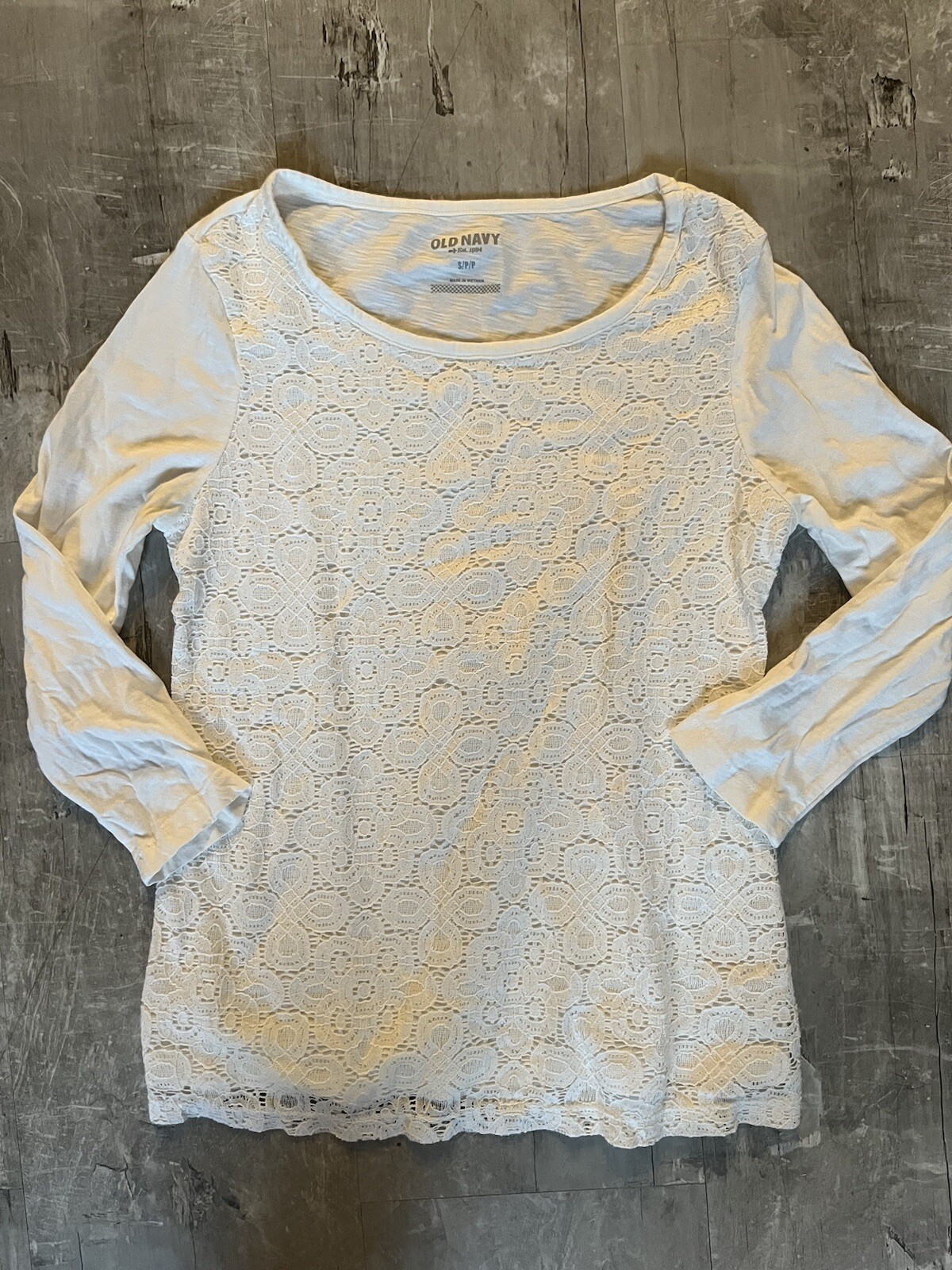“Old Navy” Women’s Blouse, Size Small, With Lace Over Lay Ivory