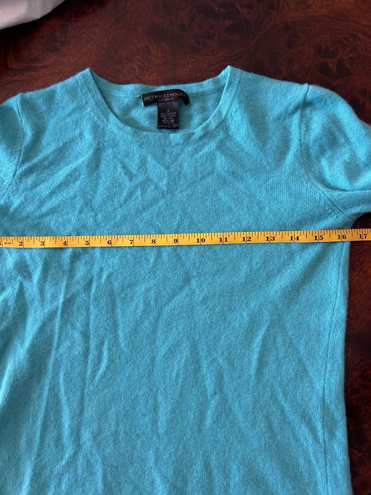 100% Cashmere Preswick & Moore Aqua Long Sleeve Sweater Size Small