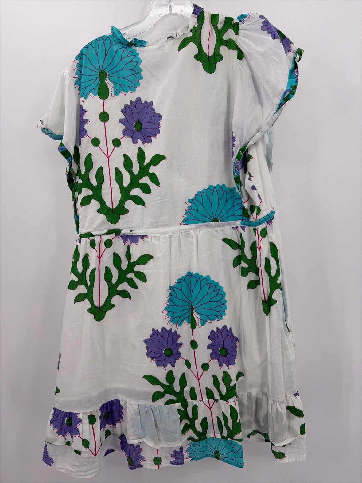 Pre-Owned La Plage White Size Large Knee Length Short Sleeve Dress
