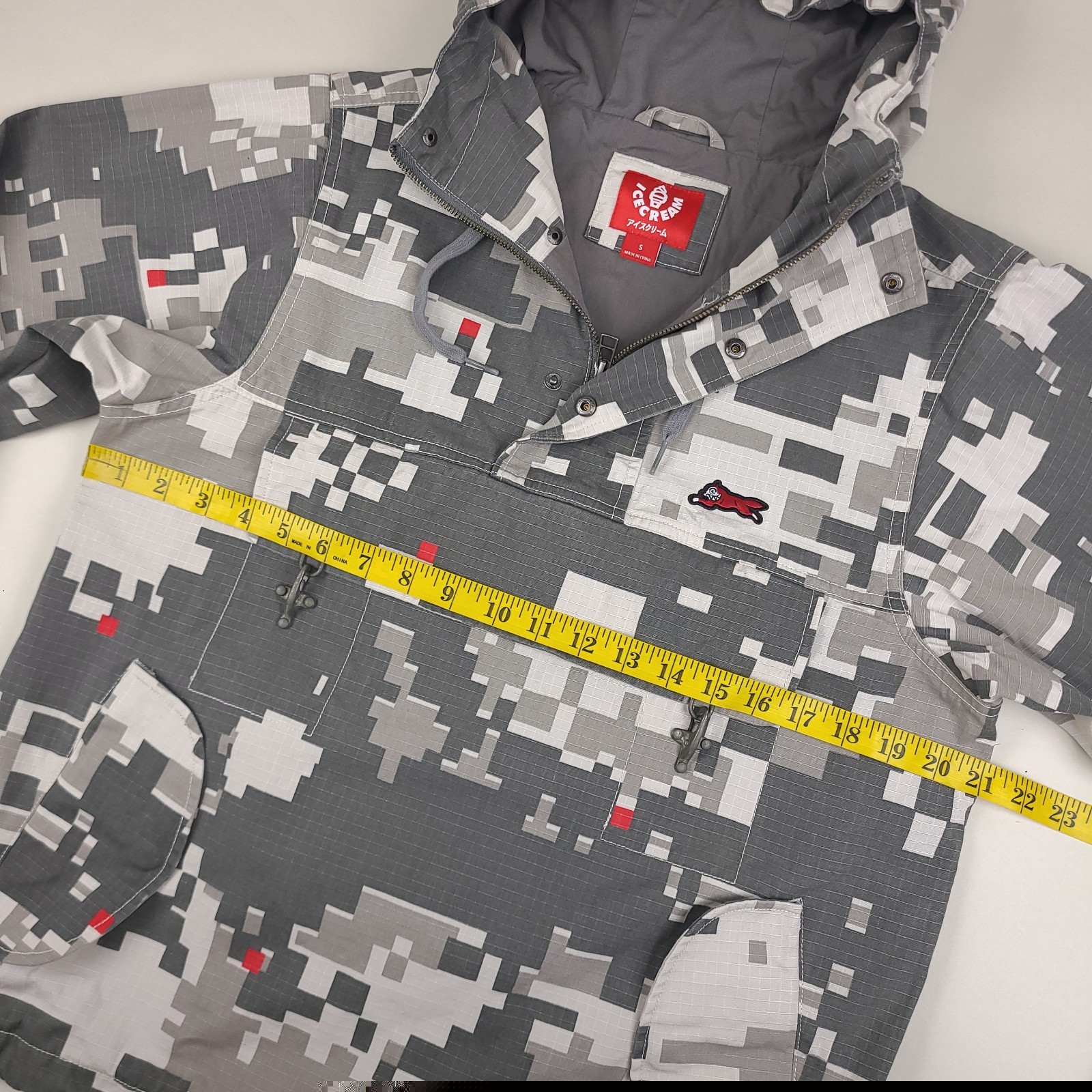 ICECREAM Wind Walker Anorak Jacket Mens Small Digi Camo Pullover Hooded