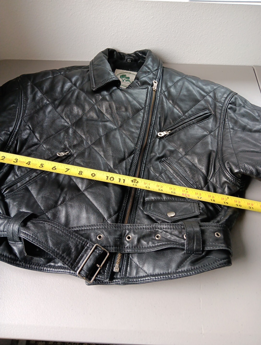 VTG Leather Jacket Womens Medium MOTO Black Belted Motorcycle Punk Rock Street