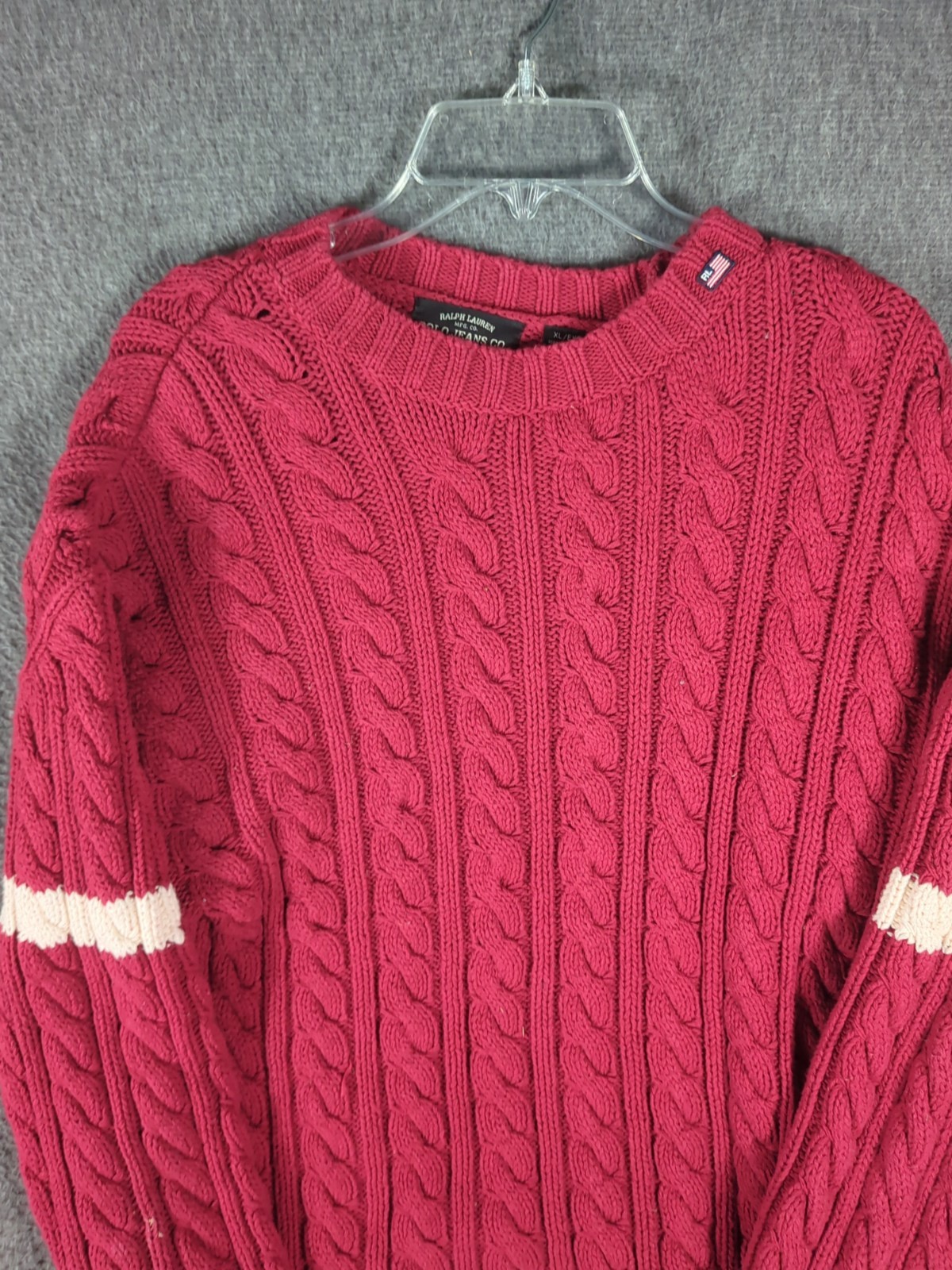 Vintage Polo Jeans Co. Ralph Lauren Cable Knit Rugby Cricket Sweater Men’s XL