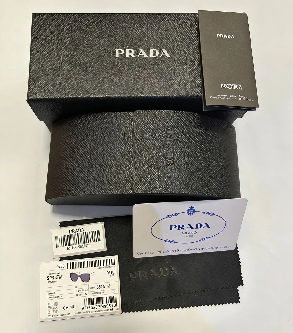Prada PR 15WS Oversize Square Sunglasses Women Black White Frame UV400 Authentic