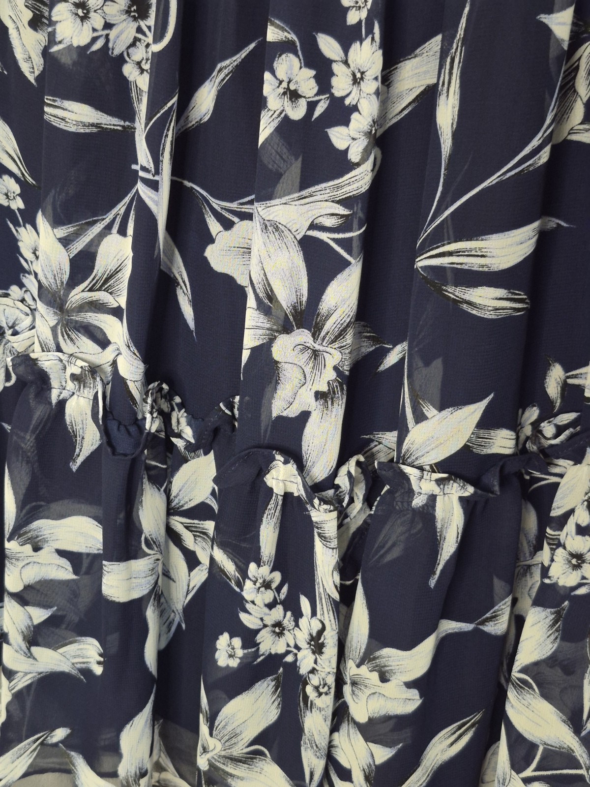 Just Taylor Women’s Dress Size 6 Navy & White Floral Sheer Lined 3/4 Sleeve