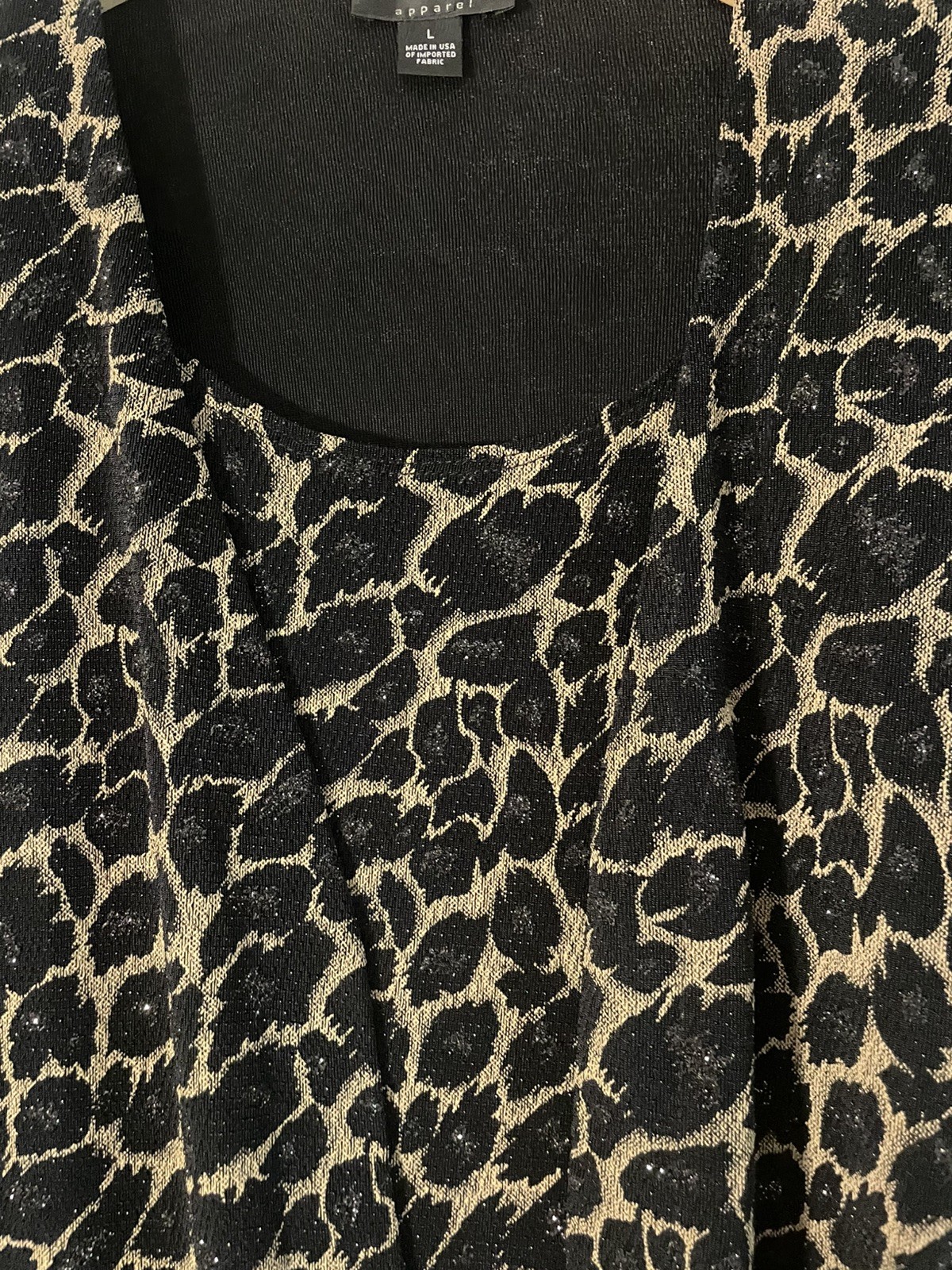 CONNECTED APPAREL CARDIGAN ATTACHED TOP Sparkle Black Tan Size L