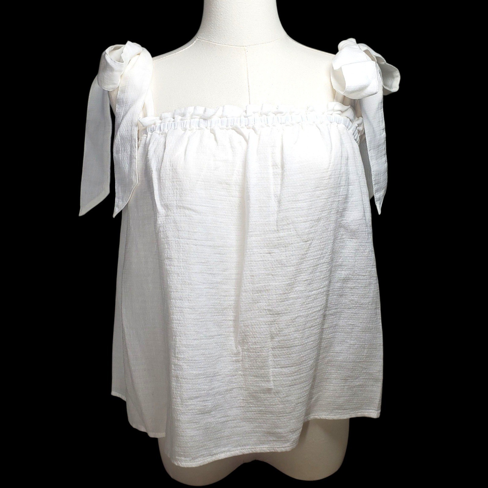 Outerknown Oasis Top Womens Medium White Bows Organic Cotton Boho Beach Coastal