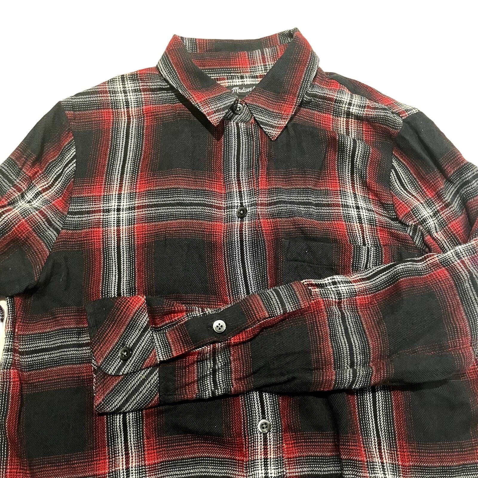 Madewell Womens Plaid Red Black Button Down Shirt Size XXS