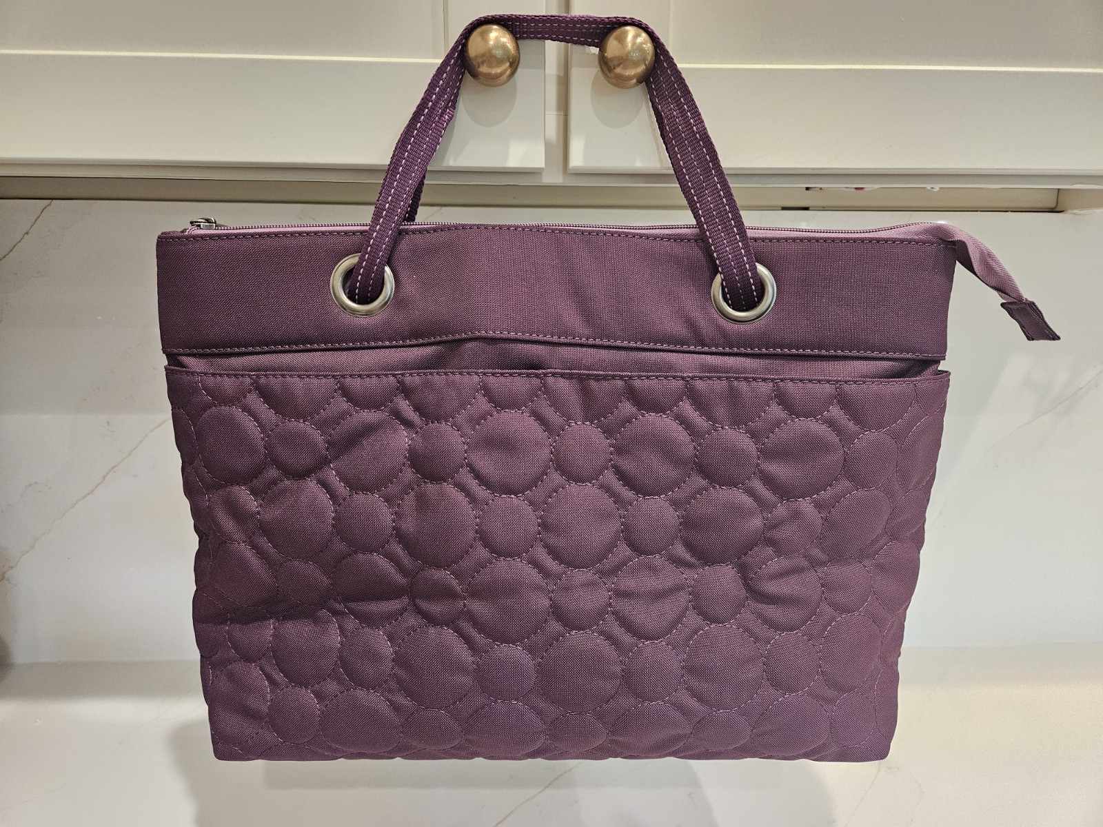 Thirty-One Vary You Versatile Bag/Purse Purple Circle Quilted Large