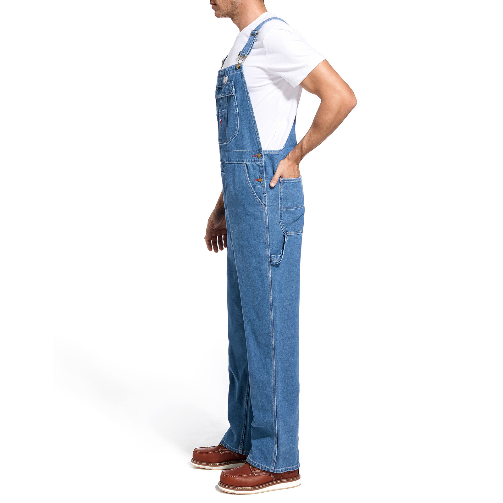 HISEA Men’s Bib Overalls Regular Fit Denim Dungarees Decorator Flex Workwear Zip