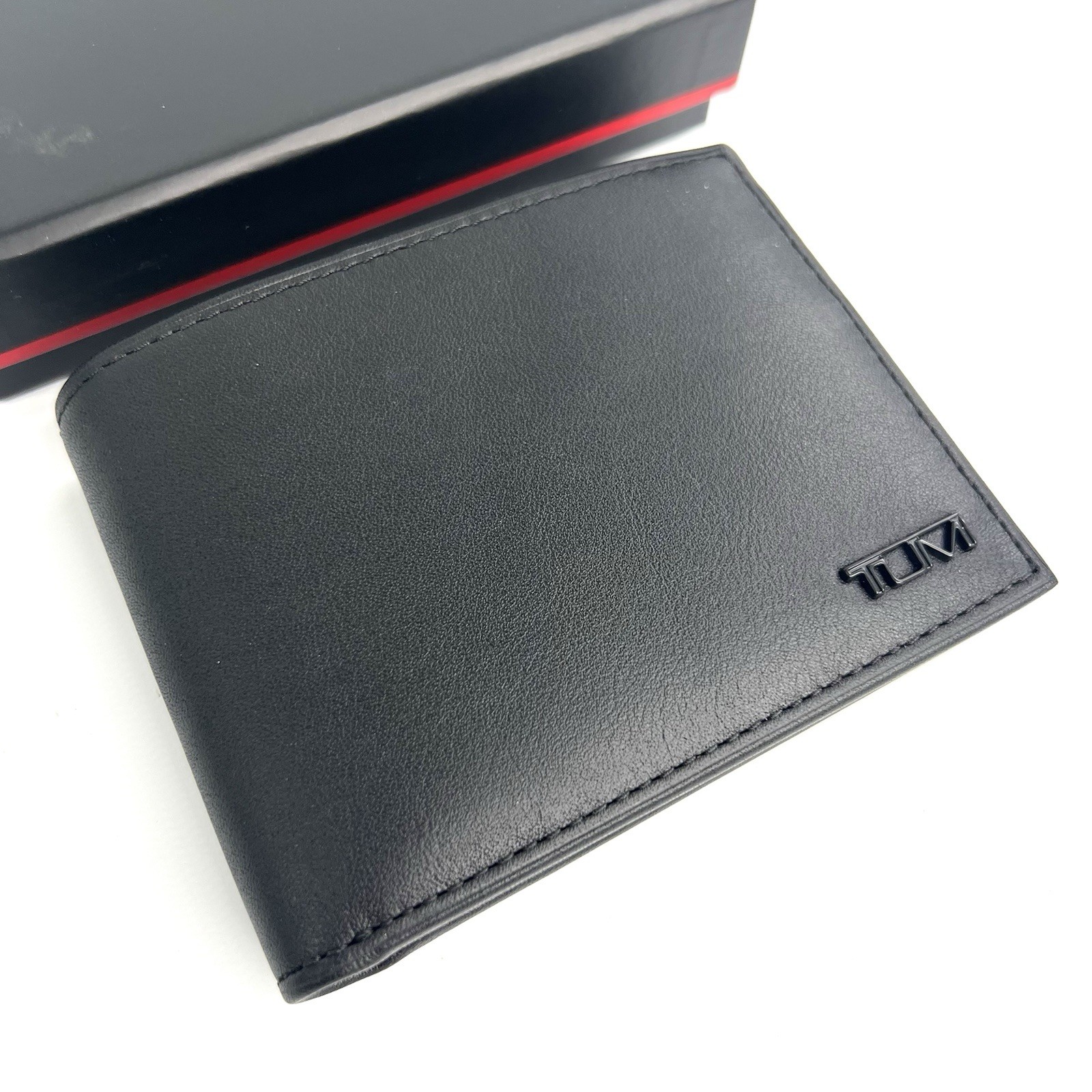 TUMI Delta SLG Double Billfold Black Leather RFID Blocking Wallet
