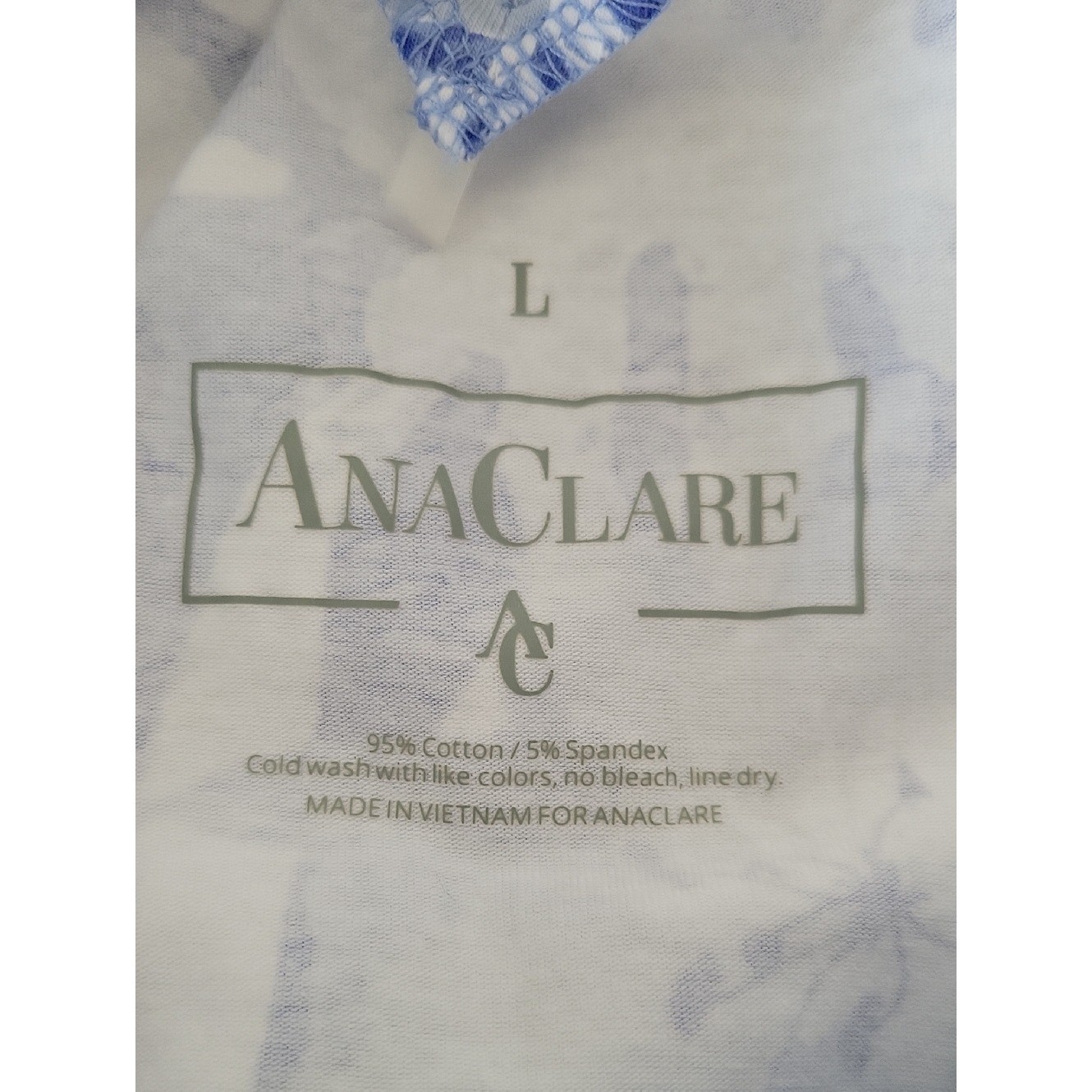 Ana Clare Blue White Tropical Emilee Maxi Shift Dress Size Large