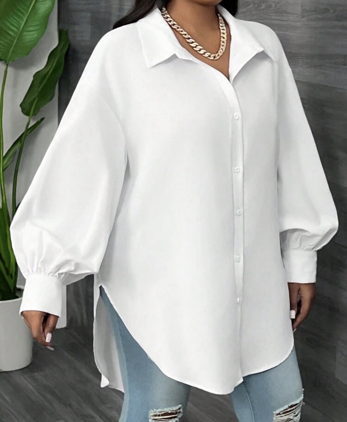 New White Oversized Dressy Shirt Sz 12