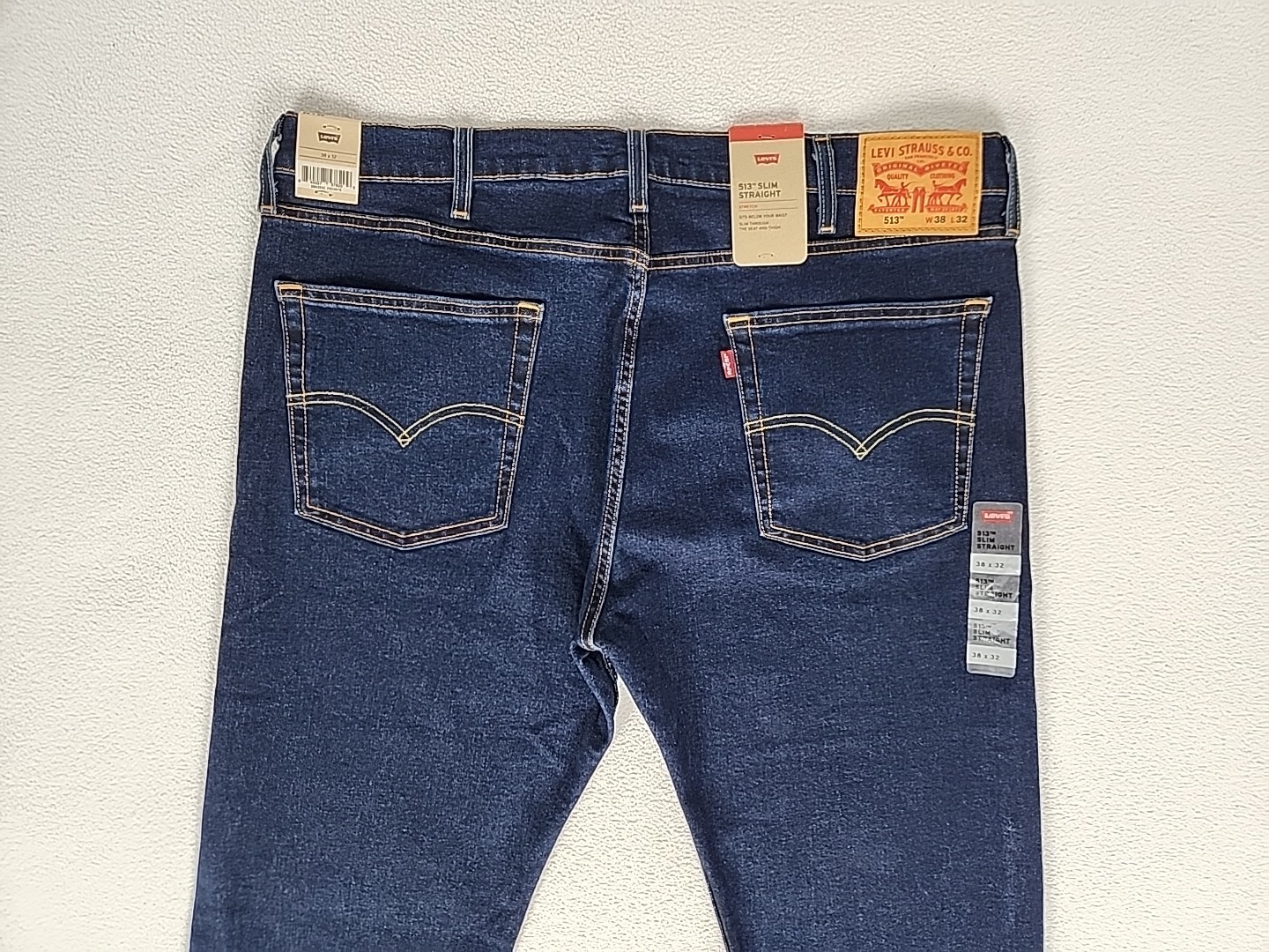 Levi’s 513 Jeans 38X32 Men’s Stretch Slim Fit Zip Fly Straight Denim Dark Blue