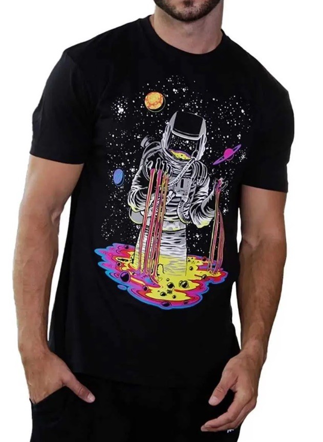 Into the AM Astranout Space God Graphic Short Sleeve Black Shirt Size XL NWOT!