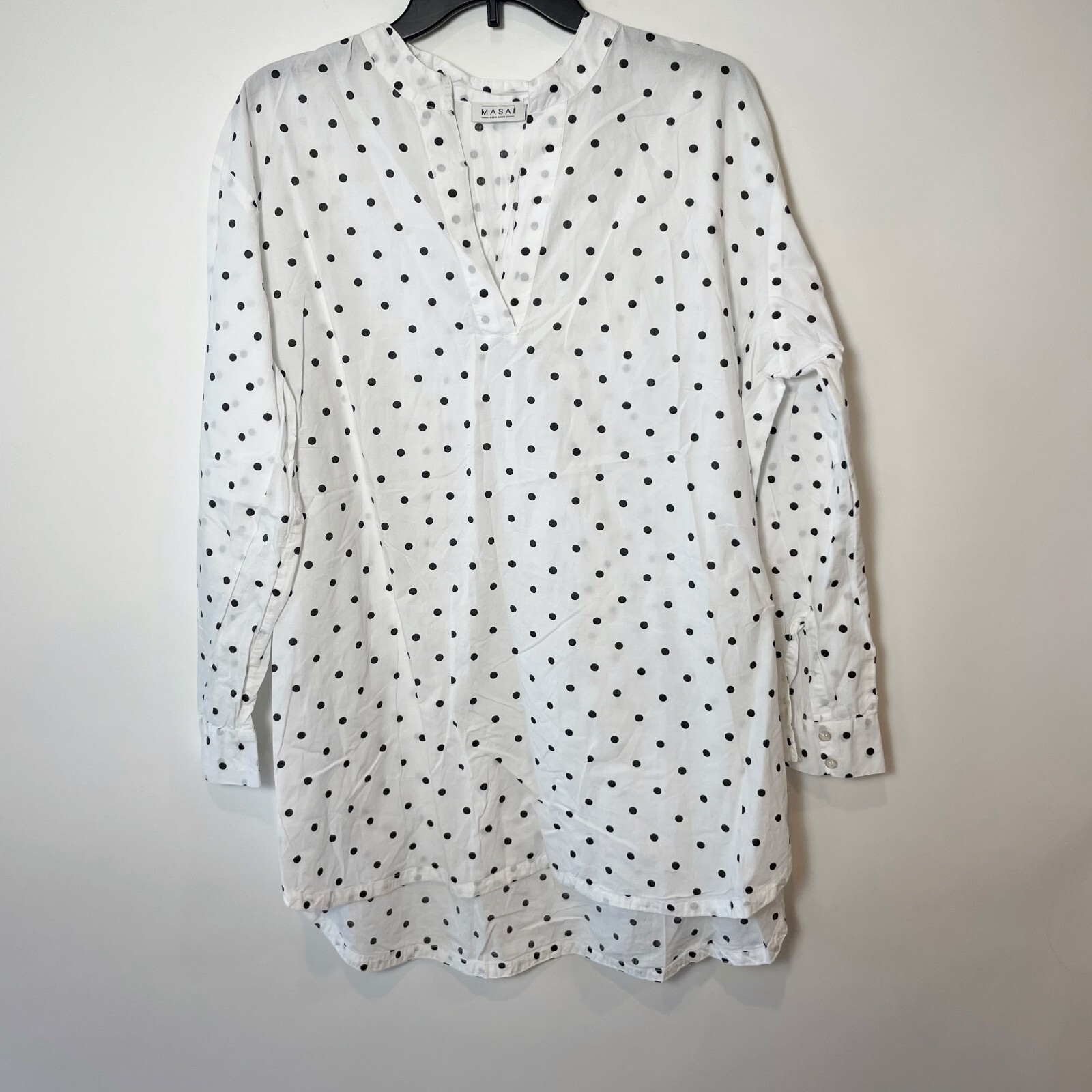 Masai Copenhagen Womens Glima Long Sleeve Polka Dot Tunic Blouse White S Hi Low