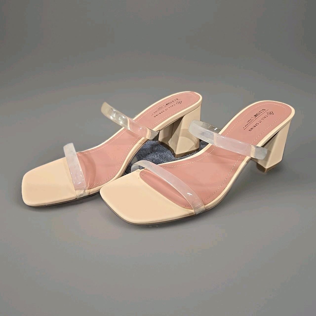 Call It Spring Women’s Heeled Sandals – KAIAA In Tan 3in Heel With Damaged Box.