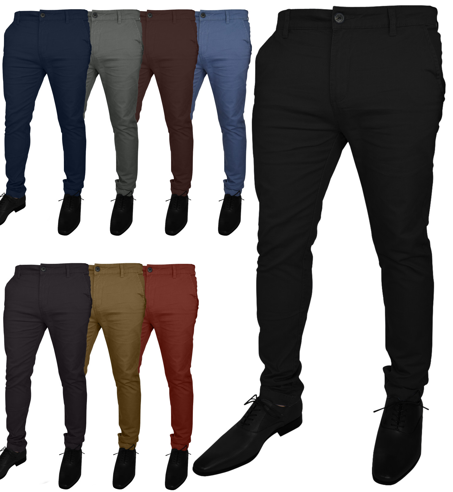 Mens Stretch Slim Fit Chino Trousers Casual Jeans westAce Branded
