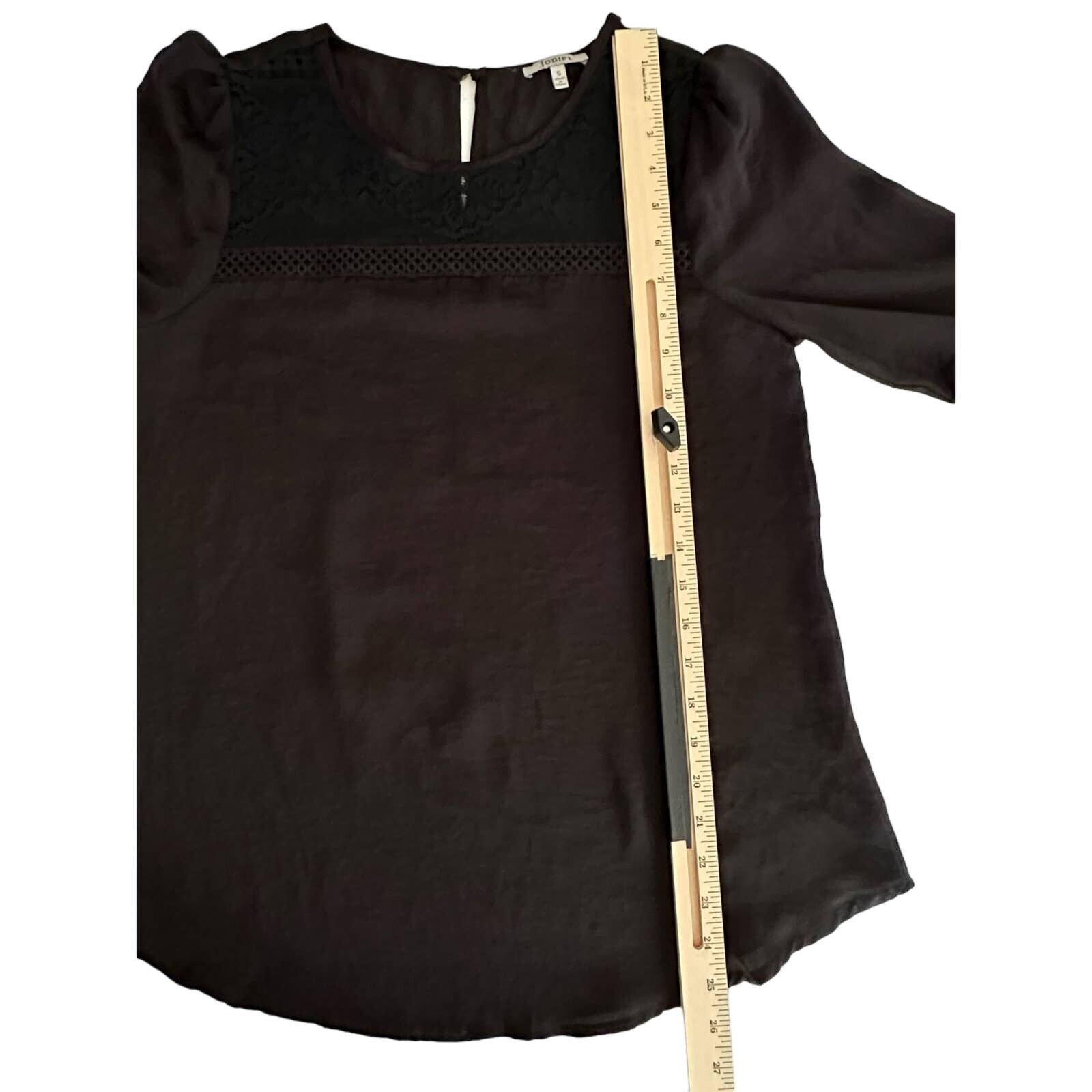 Jodifl Womens Blouse Size Small Black Boho Lace Balloon Sleeve Keyhole Peasant