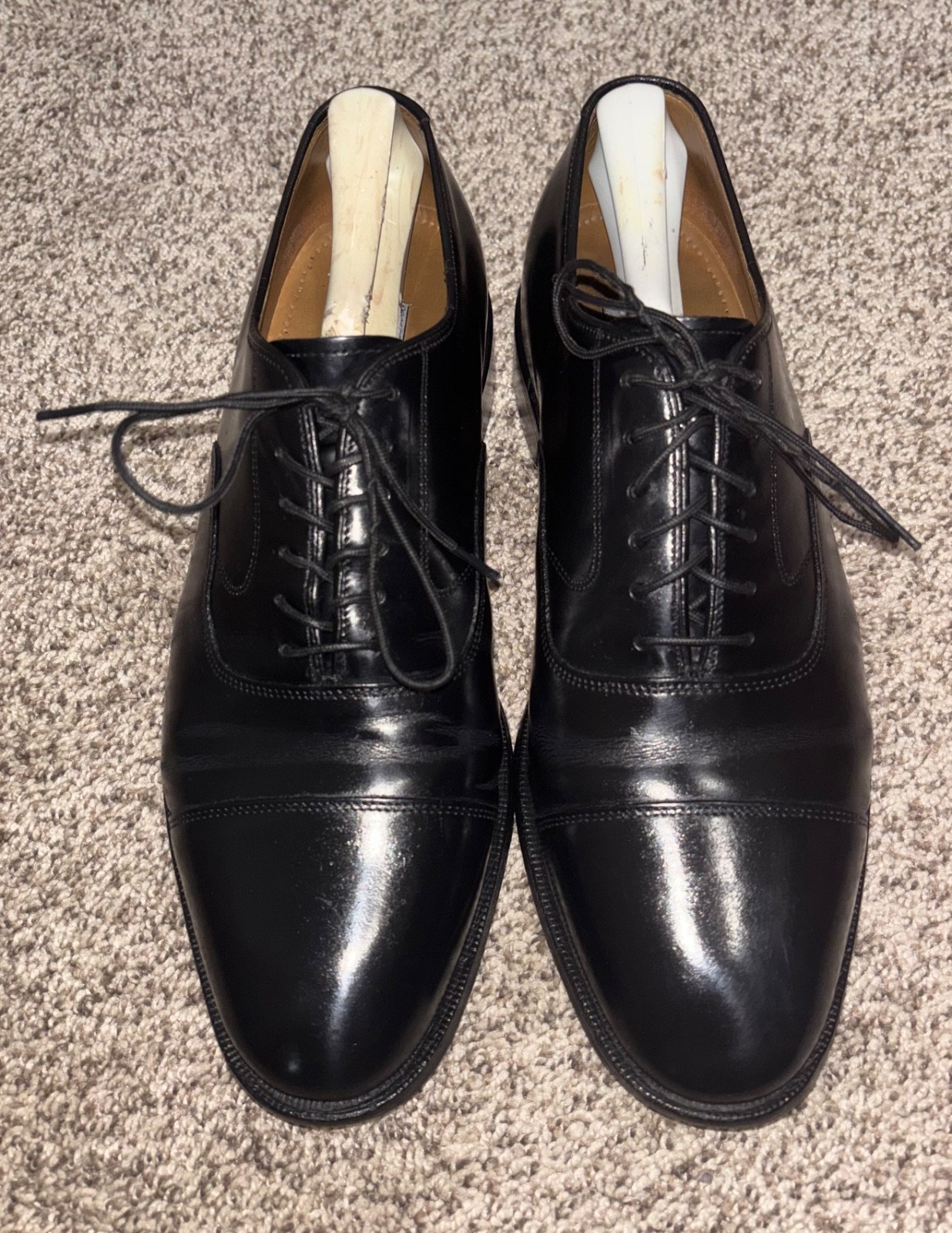 Johnston & Murphy Melton Black Leather Cap Toe Oxford 8.5 22-2981