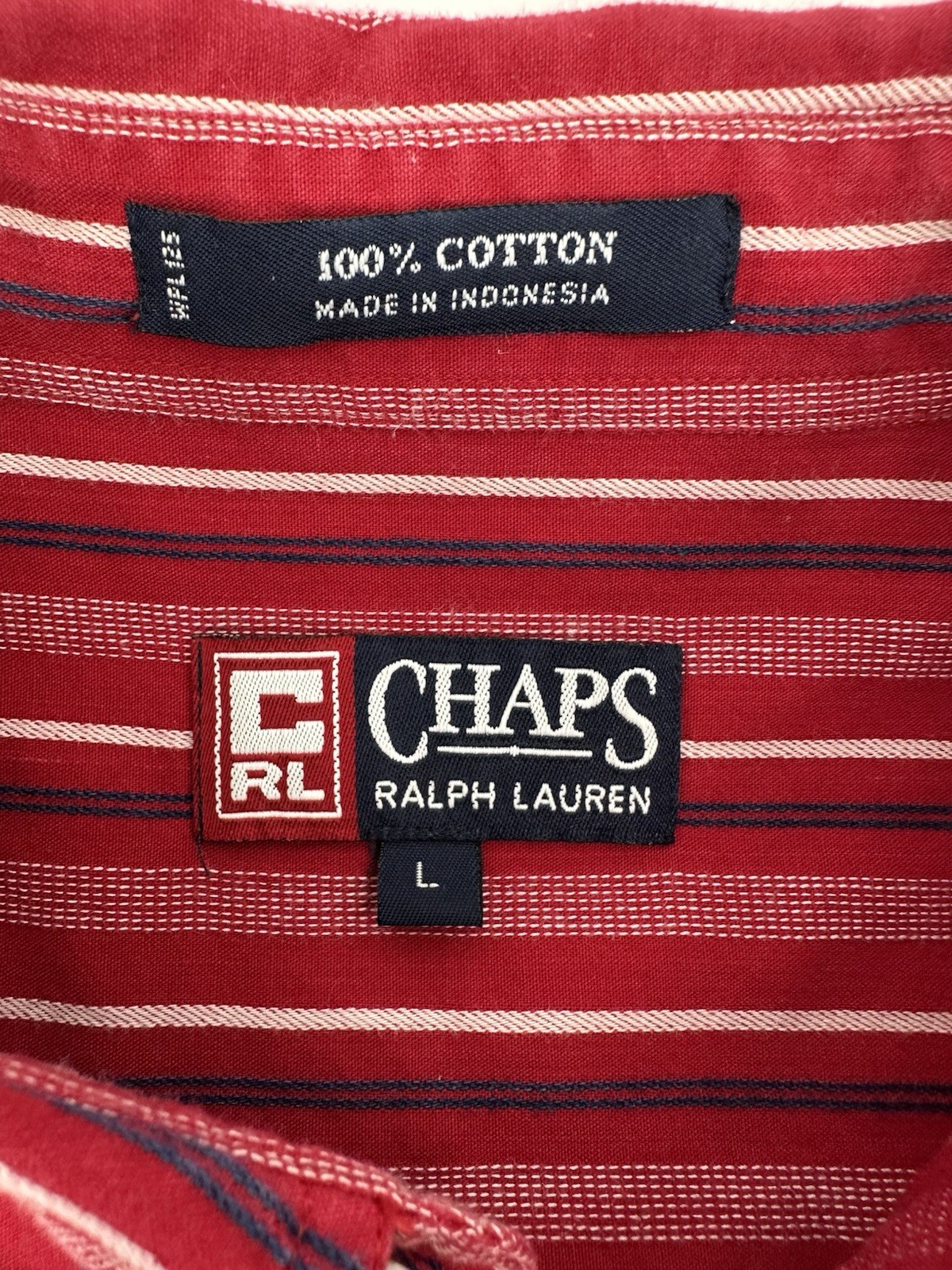 Chaps Ralph Lauren Easy Care Button Up Shirt Mens Size L Red Plaid