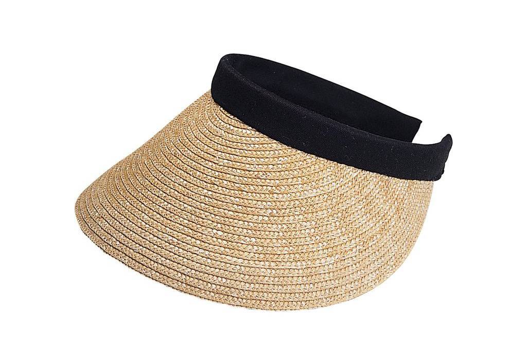 MG Women Sewn Braid Wheat Straw Clip-On Visor-8402-NATURAL