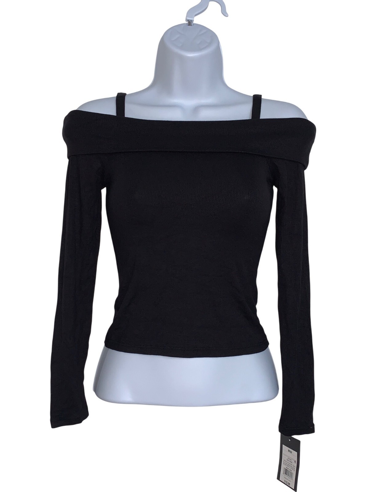 Art Class Juniors Off-The-Shoulder Long Sleeve Top Black