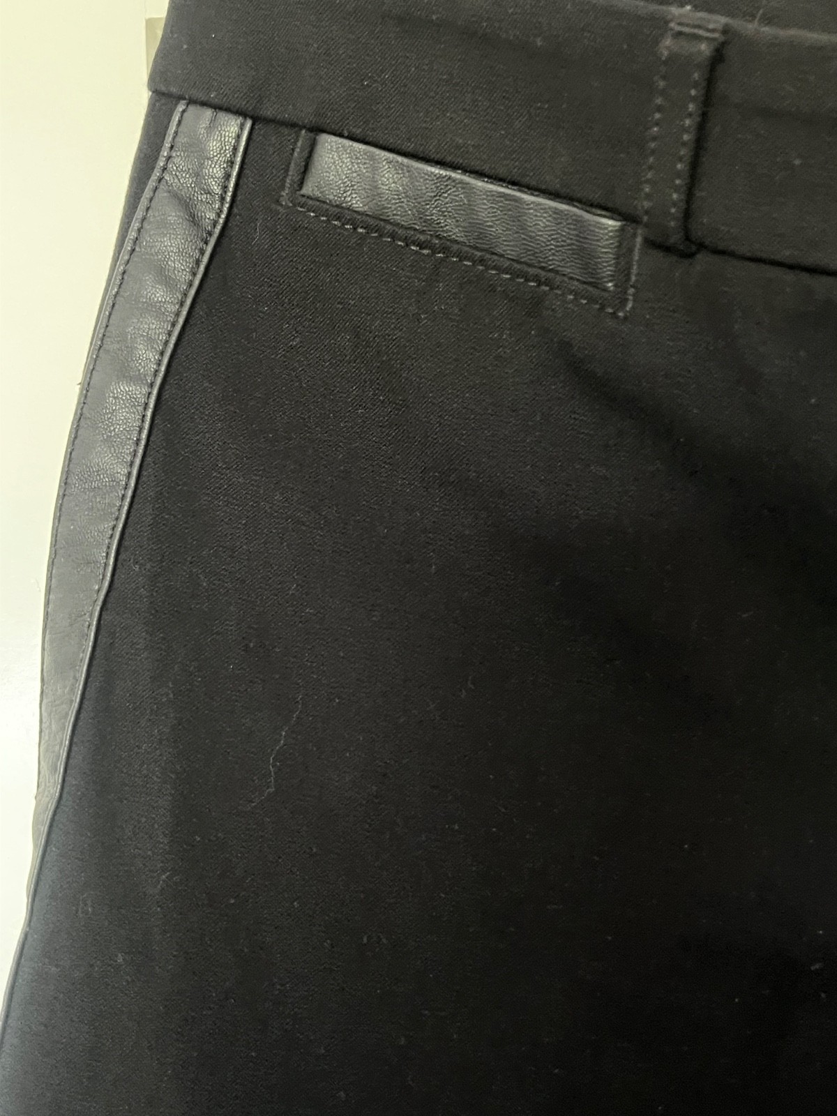 Banana Republic Women’s Sloan Black Slim Ankle Pants Leather Trim Size 8