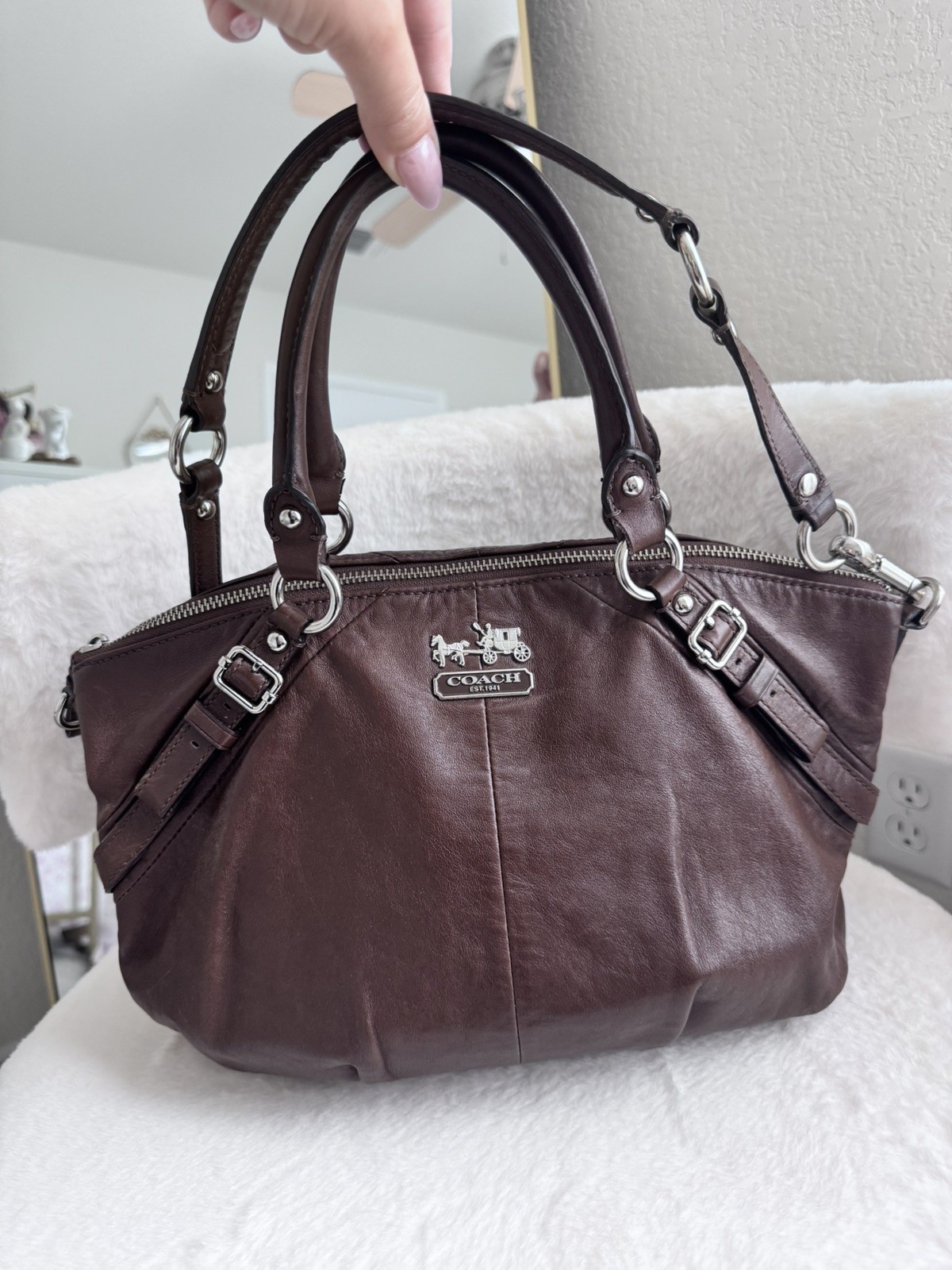 Coach MEDIUM Vintage 15960 Brown Madison Sophia Leather Satchel