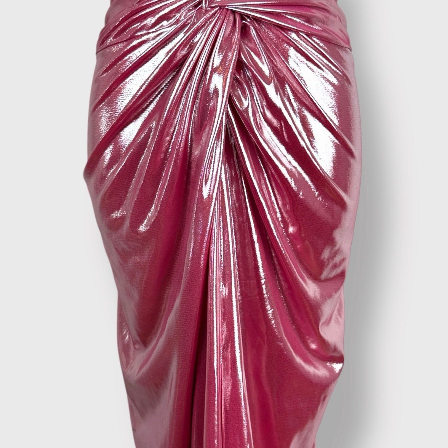 $798 Retrofete Nissa Dress Pink Gold Lame Knotted Halter Designer Rare Small