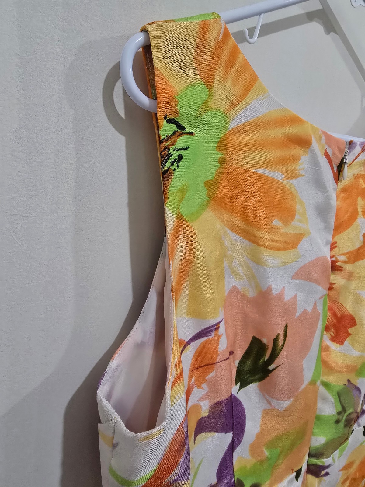 Signature by Robbie Bee Womens Size 12 Colorful Floral Sleeveless Lined Dress