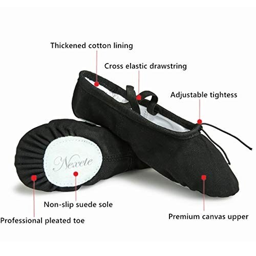 Women Canvas Ballet Dance Shoes Yoga Gymnastics Leather Split-Sole Slipper Flate