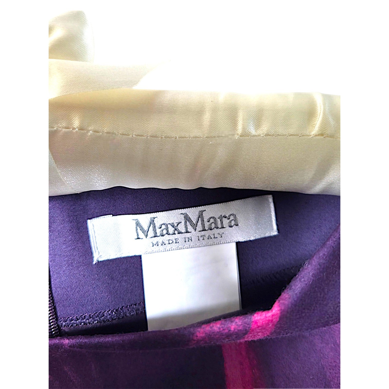 Max Mara Purple Magenta Floral Ruched Sheath Dress Made in Italy Size 8