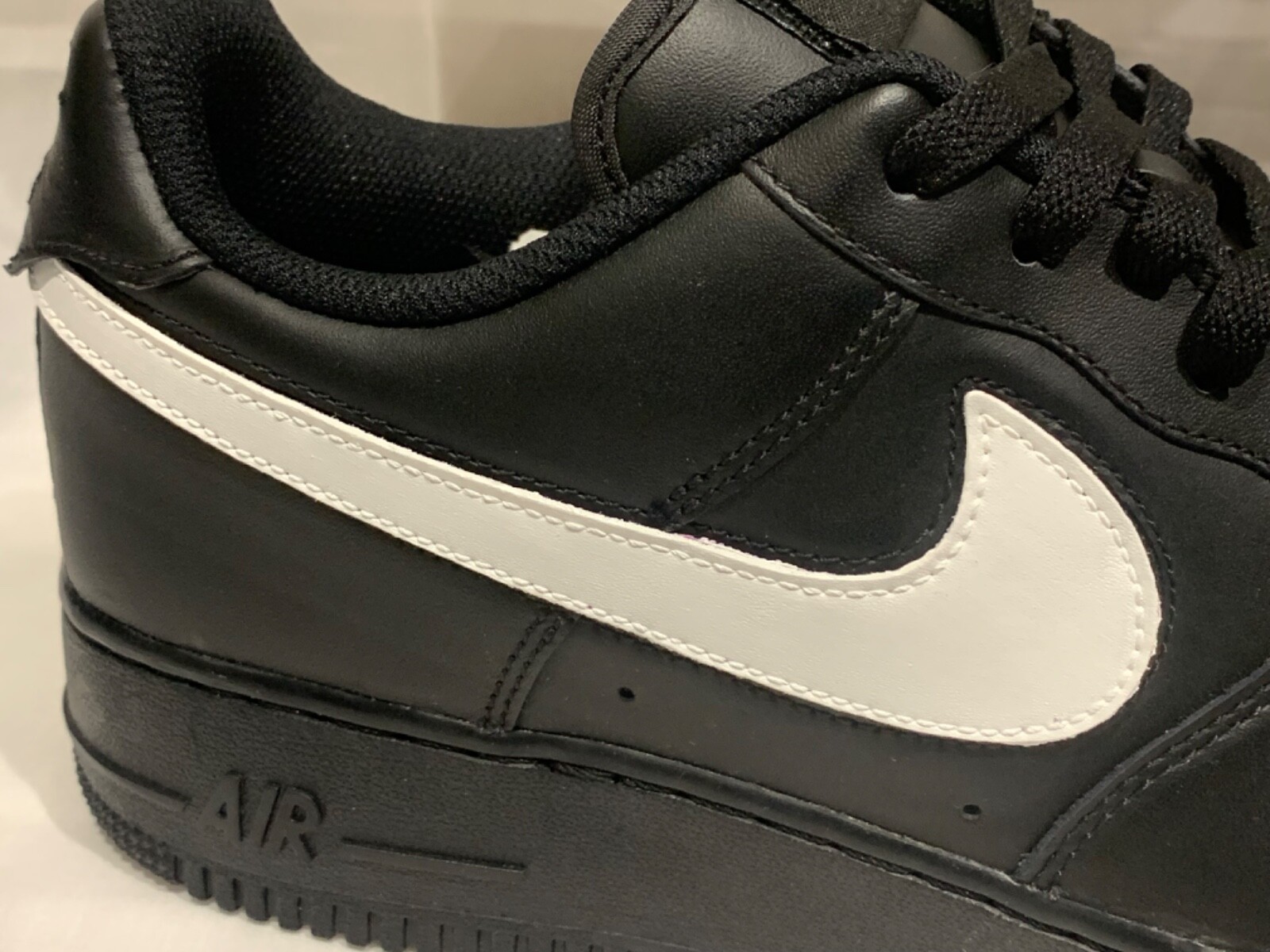 Nike Air Force 1 Low Black (White Custom Painted Swoosh) #2