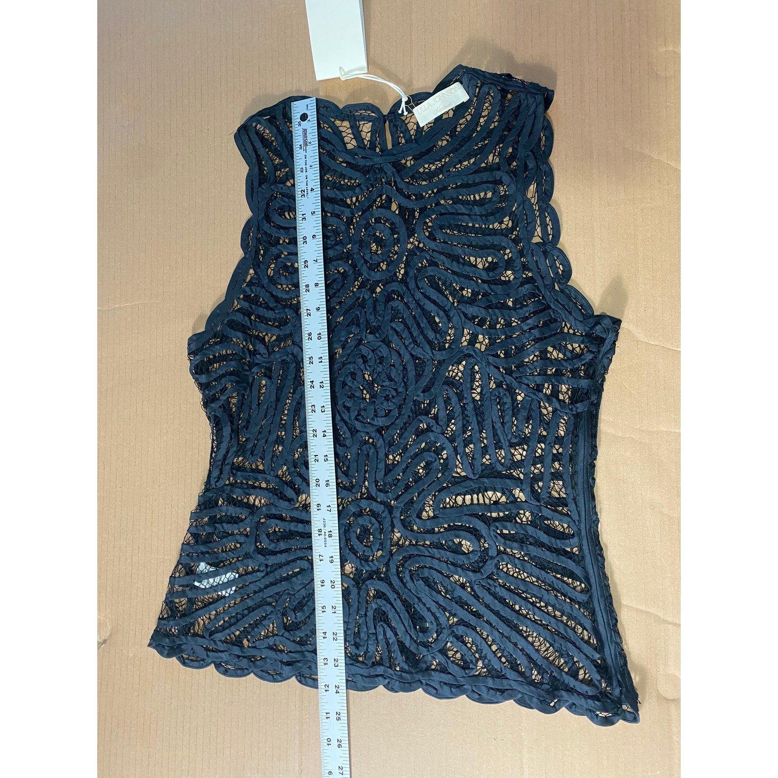 ULLA JOHNSON TOP 6 SHEER BLACK SILK RIBBON LACE EDGY GRUNGE FAIRY WHIMSIGOTH