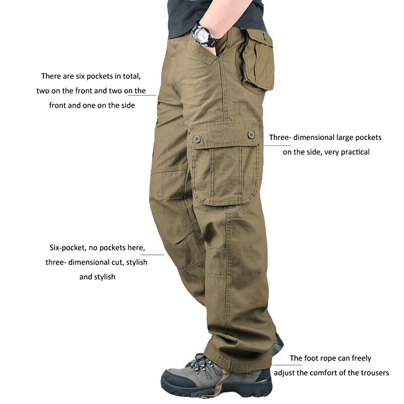 Men’s Army Tactical Combat 100% Cotton Cargo Work Pants Outdoor Hiking Trousers