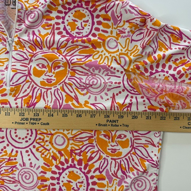 IBKUL Women’s Orange Pink White Sunshine Quarter-Zip Shirt XL