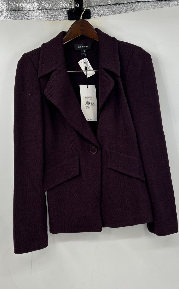 St. John Wool Blend Blazer jacket Women’s 6 Purple Business NWT