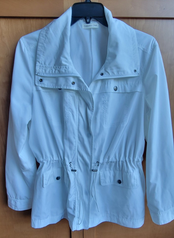 Coldwater Creek Women’s White Windbreaker Light Jacket XL (18) Zip Snap Close