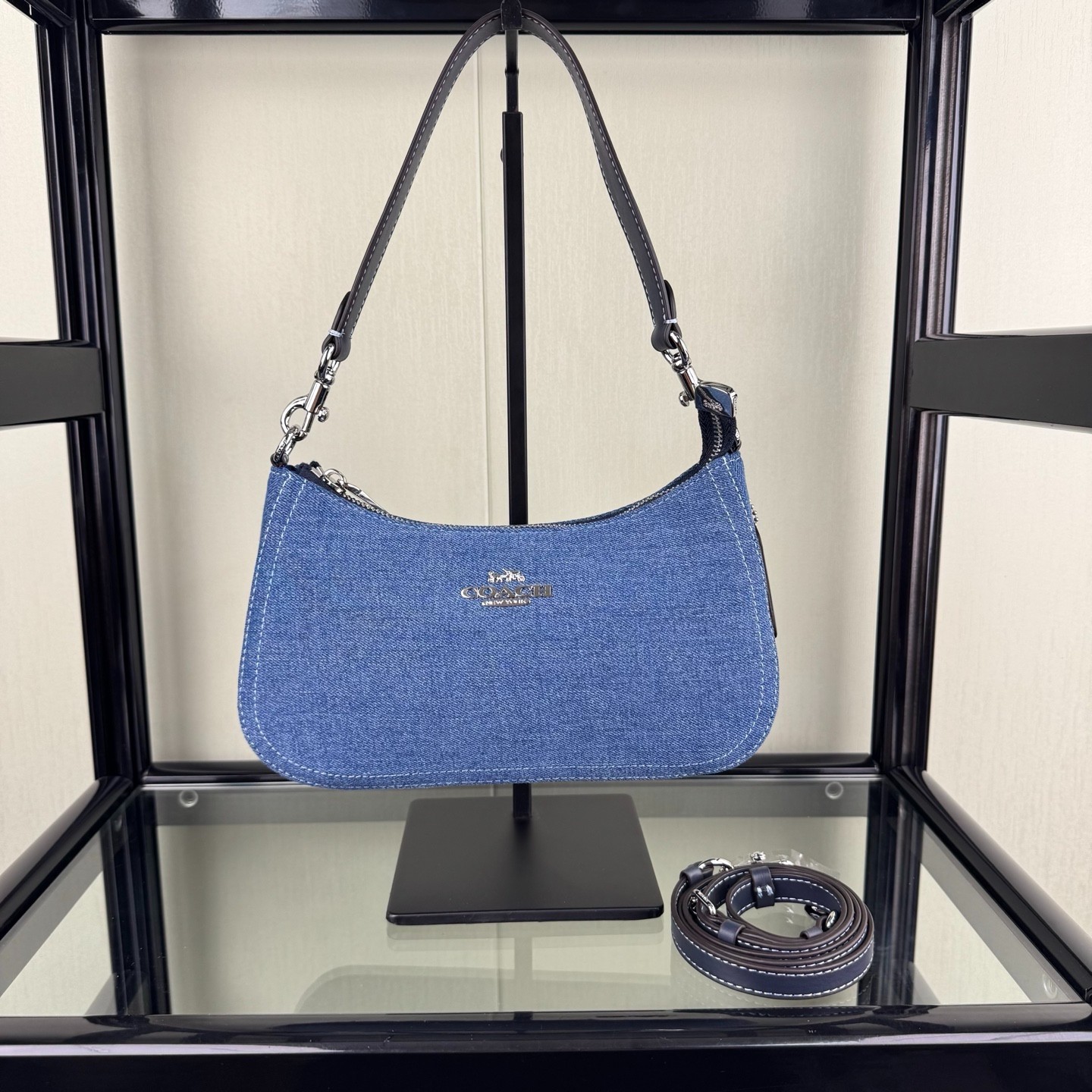 Coach Terry Shoulder Bag CAK35 H 6.10 in × W 9.65 in × D 2.95 in Blue