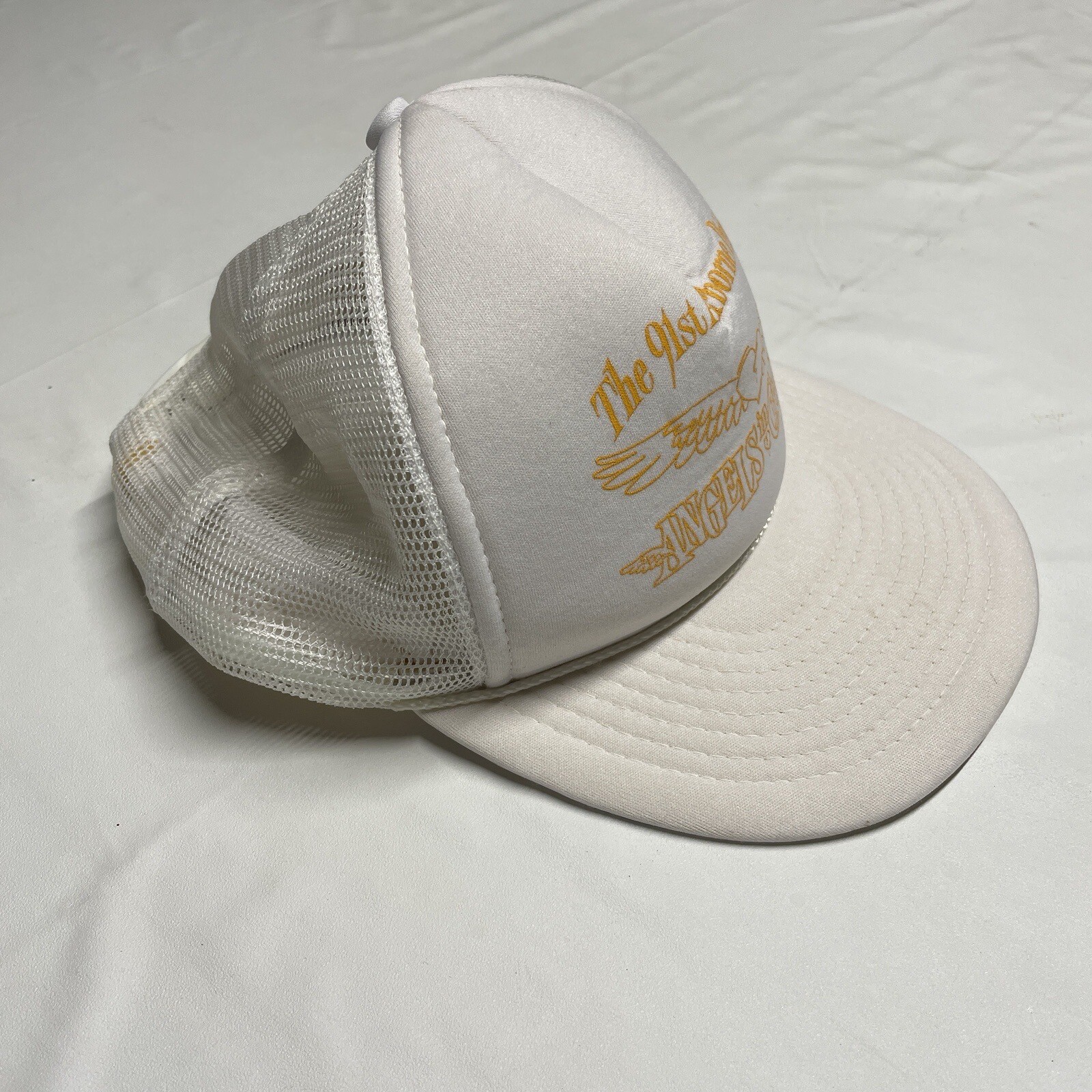 Vintage 90s Trucker Hat Cap SnapBack Army 91st Airborne Division White Heart Art