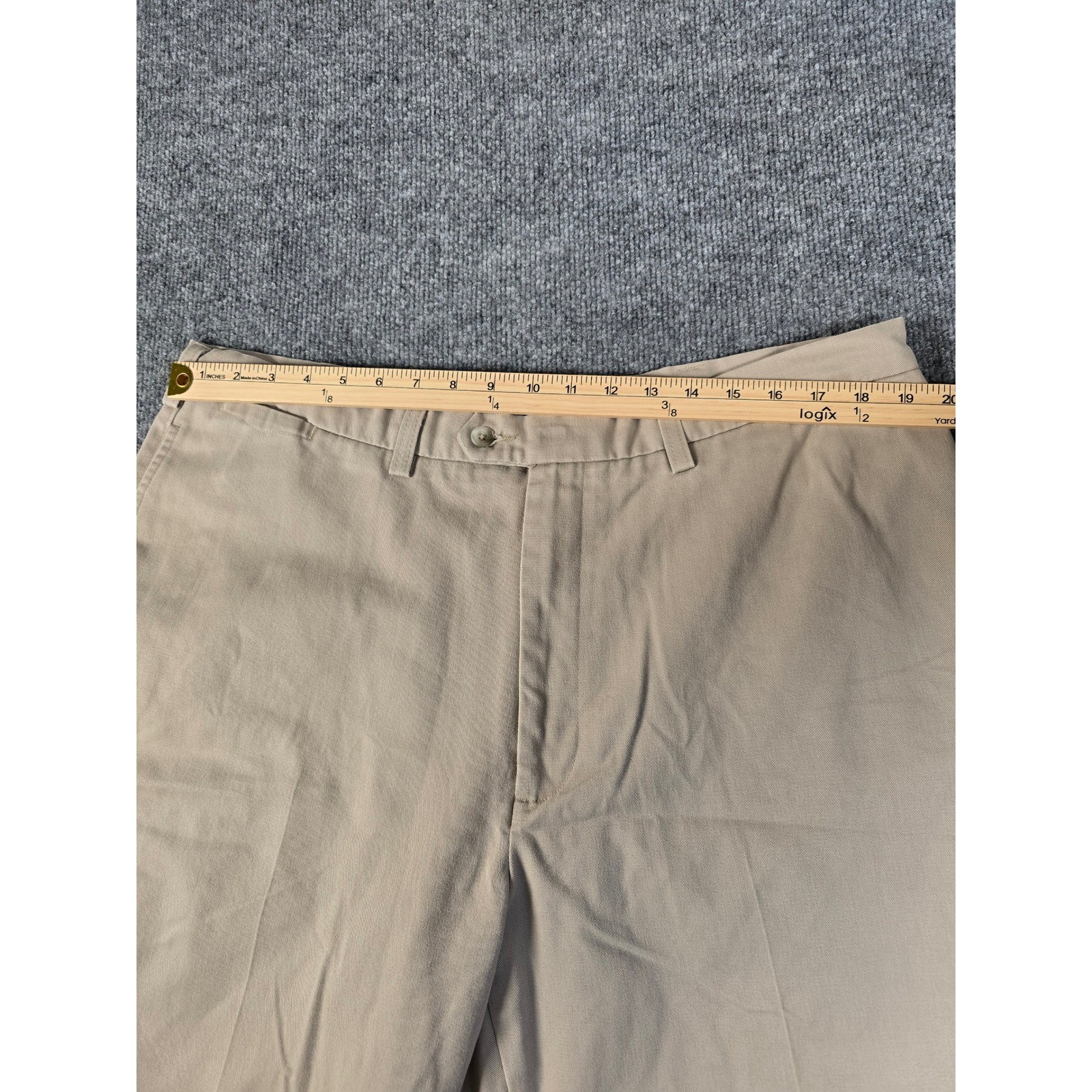 Savane Motion Mens Wheat Khaki Cotton Blend Flat Front Dress Pants 40W x 29L