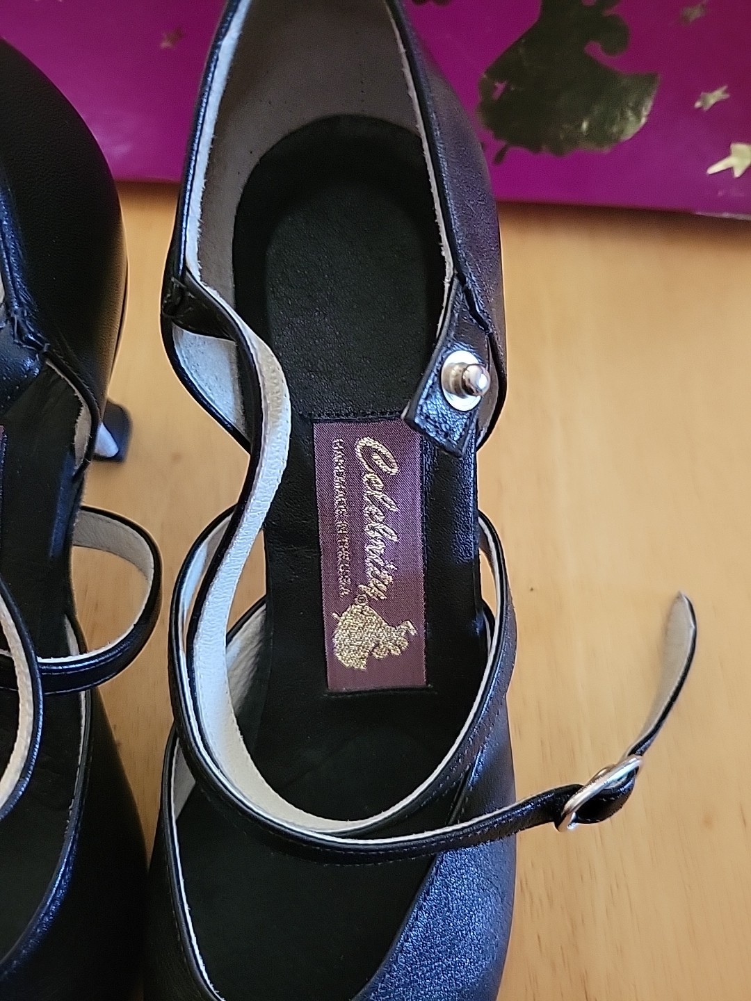 Celebrity Dance Shoes Natasha Black Glove Leather Size 7 2.5″heels With Box
