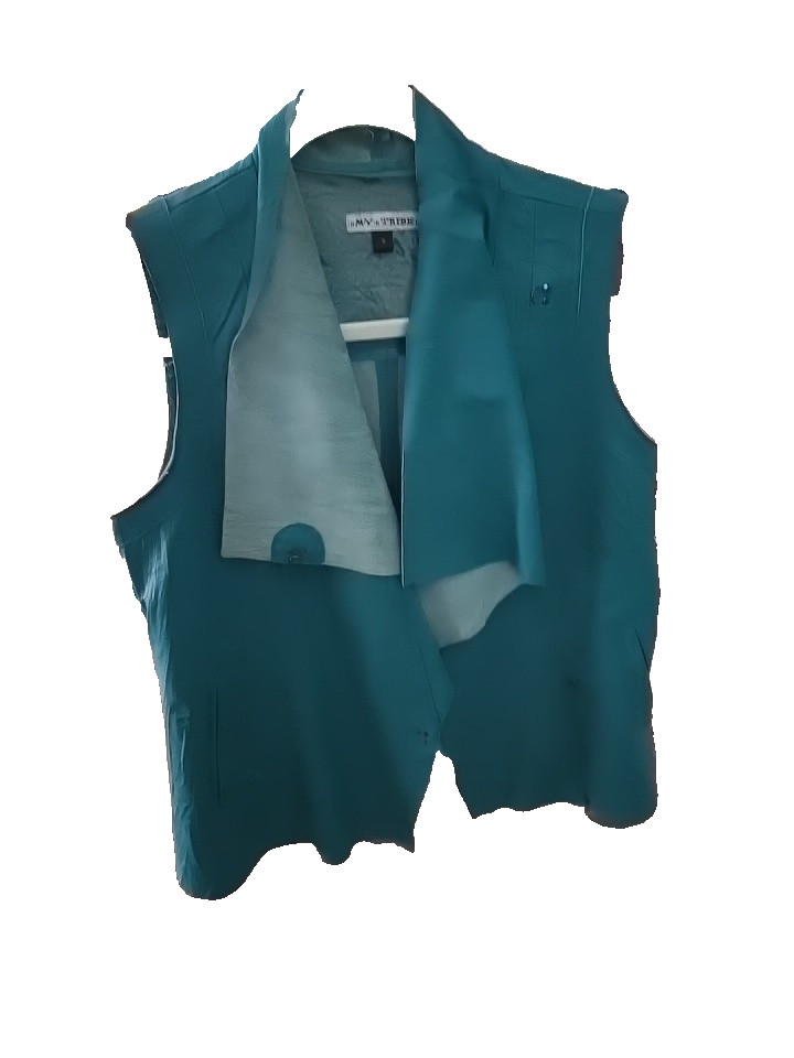 Brand New Women’s My Tribe teal 100% Leather Vest Size Medium
