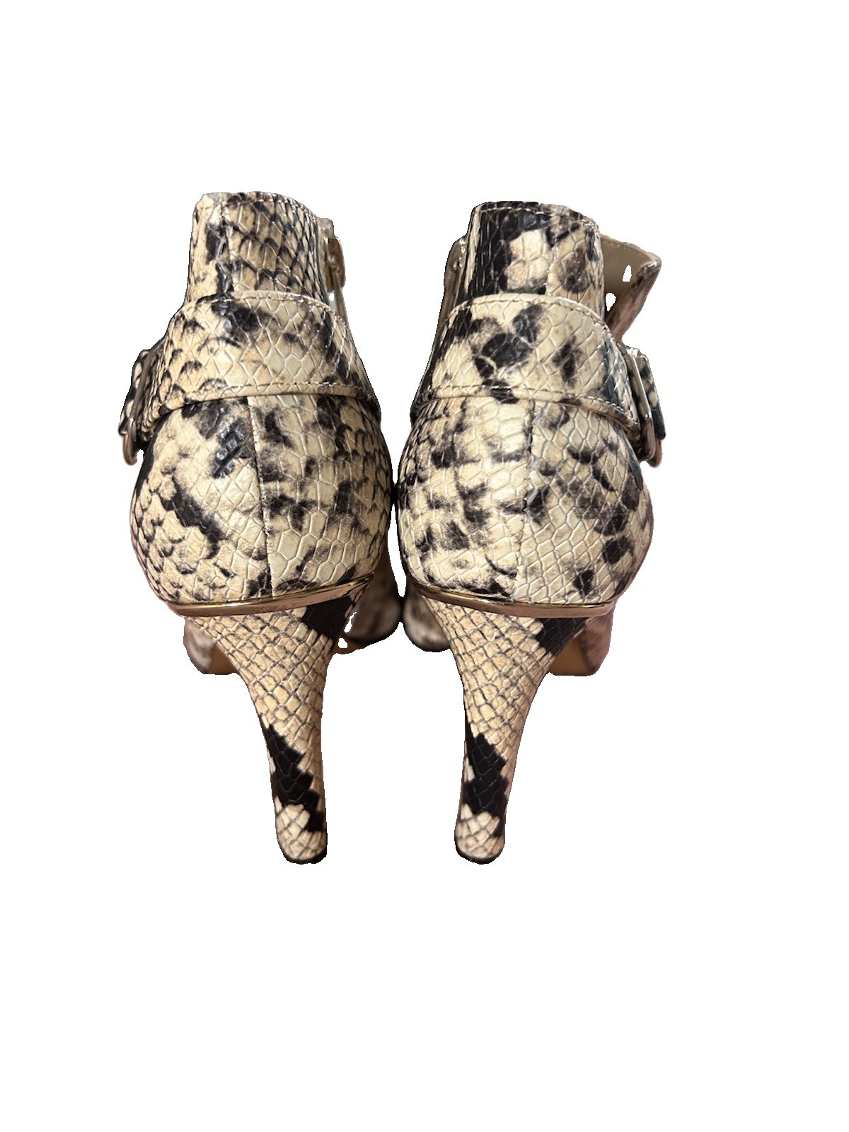 Vince Camuto Snakeskin Print Leather Ankle Booties Size 8 High Heel Side Zip