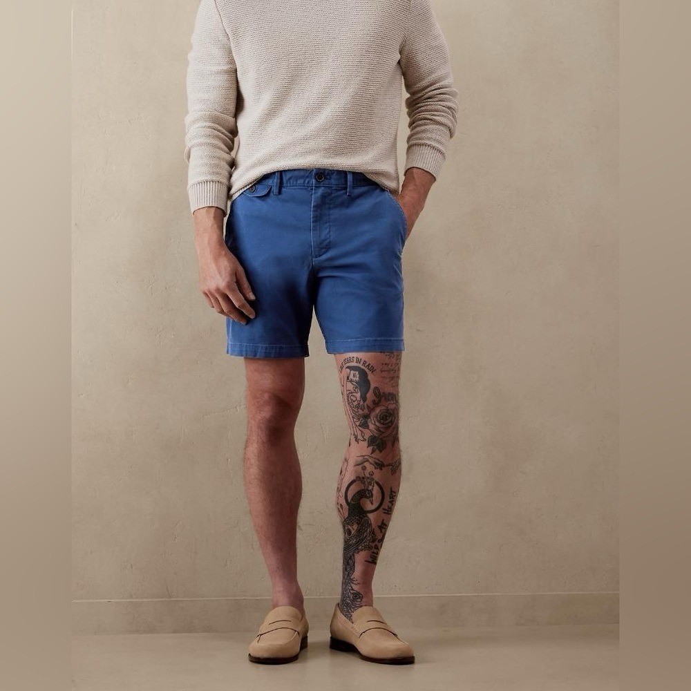 (A4) Banana Republic Men’s Lived-In Chino Shorts 7″ Inseam Blue Size 38